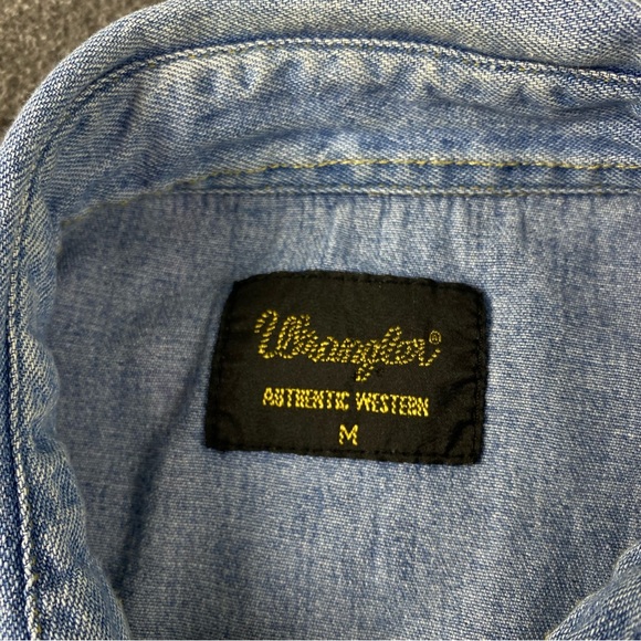 Vintage Wrangler Western Snap Button Denim Polo Shirt Men’s Sz M. Made In Canada - Picture 4 of 12